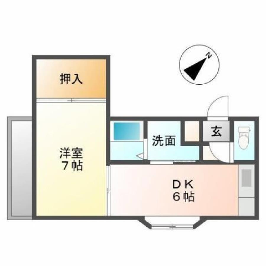 バンベール清水(1DK/2階)の間取り写真