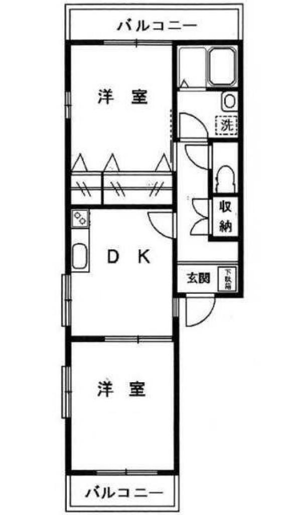 ベルハウス(2DK/2階)の間取り写真