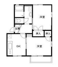 ハイツアザレア B棟(2DK/1階)の間取り写真