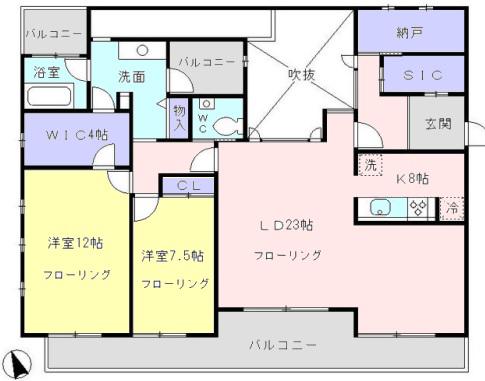 テソロ麻布笄町(2SLDK/2階)の間取り写真