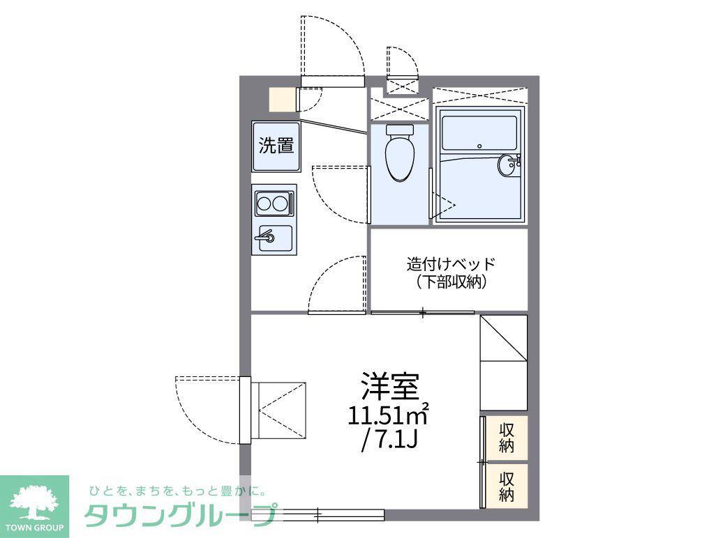 レオパレスJU7PINE(1K/1階)の間取り写真