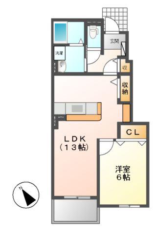 アヴニール B・C(1LDK/1階)の間取り写真