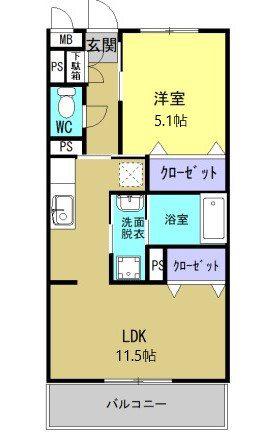 セントラル(1LDK/4階)の間取り写真