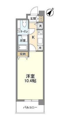 ヴィエント中目黒(1K/6階)の間取り写真