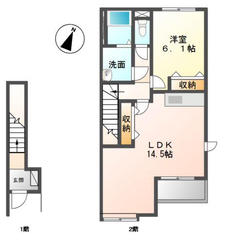 アステール(1LDK/2階)の間取り写真
