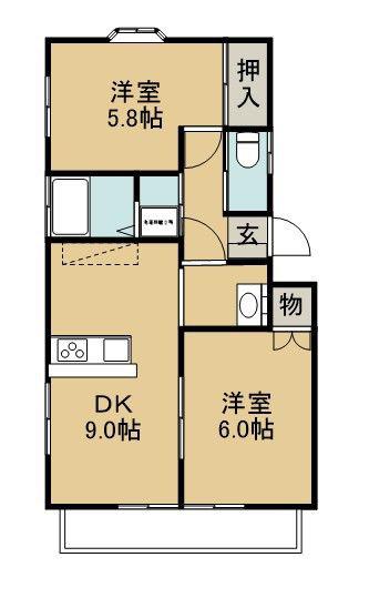 コーポヒルラック 11号棟(2DK/1階)の間取り写真
