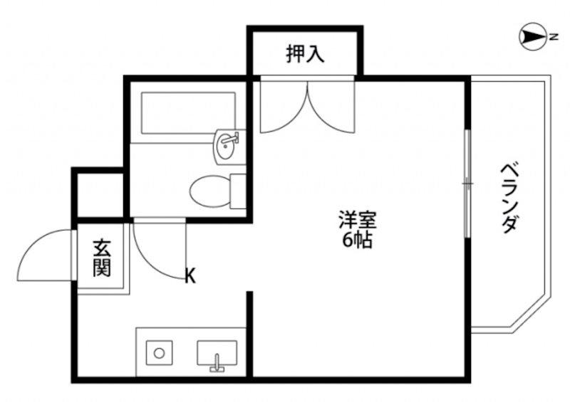 グラシィオ中久世(1K/2階)の間取り写真