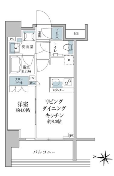 クレヴィア日暮里 THE RESIDENCE(1LDK/2階)の間取り写真