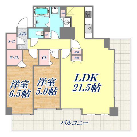 ザ・レジデンス神戸元町通(2LDK/11階)の間取り写真