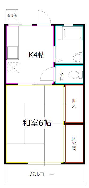 仁愛ハイツ(1K/2階)の間取り写真