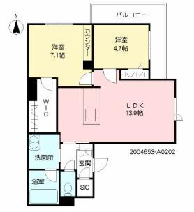 GRANDIR(2LDK/2階)の間取り写真