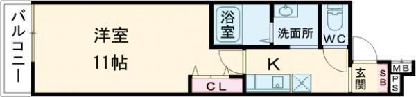 フジパレス松下町I番館(1K/3階)の間取り写真