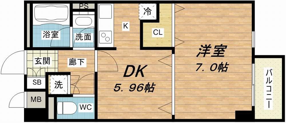 メゾン・ド・成屋大阪(1DK/2階)の間取り写真