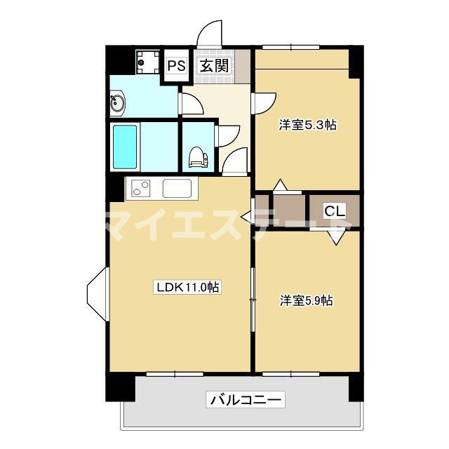 アメニティ桜マンション(2LDK/4階)の間取り写真