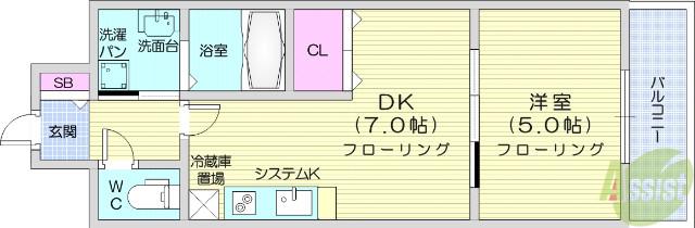 LASANTE榴岡公園(1DK/12階)の間取り写真