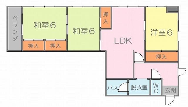 第八狩野弘前ビル(3LDK/4階)の間取り写真