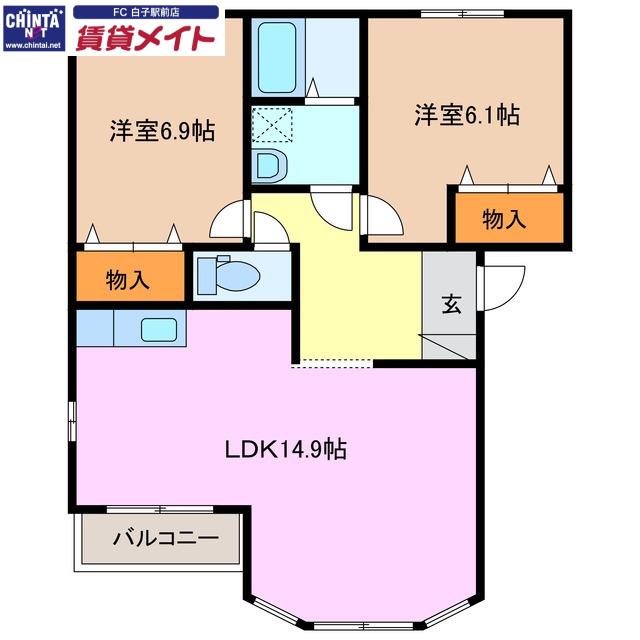 サンヒルズ(2LDK/2階)の間取り写真