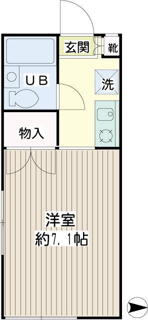 カルム鶴ヶ峰(1K/2階)の間取り写真
