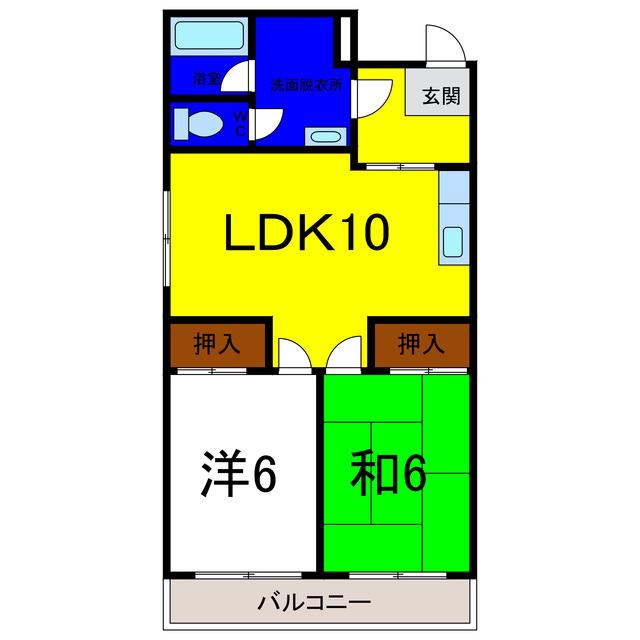 コーポ藤田(2LDK/1階)の間取り写真