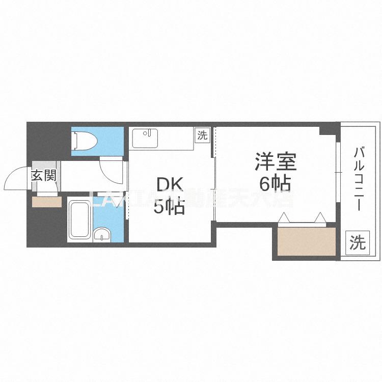 ロイヤルハイツ菅原(1DK/5階)の間取り写真