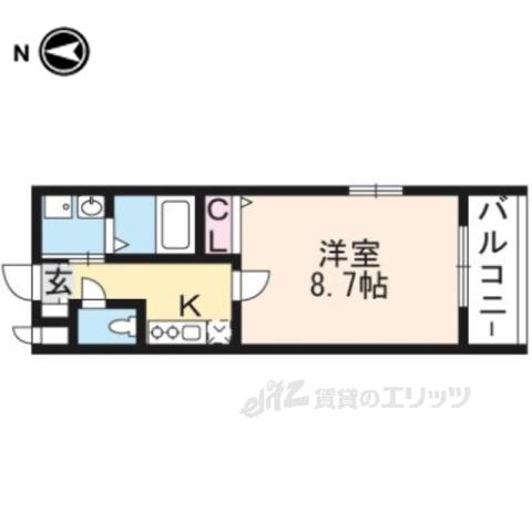 グランディール四条大宮(1K/3階)の間取り写真