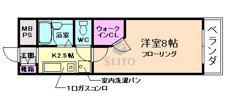 メゾンサギタリュウスII(1K/2階)の間取り写真
