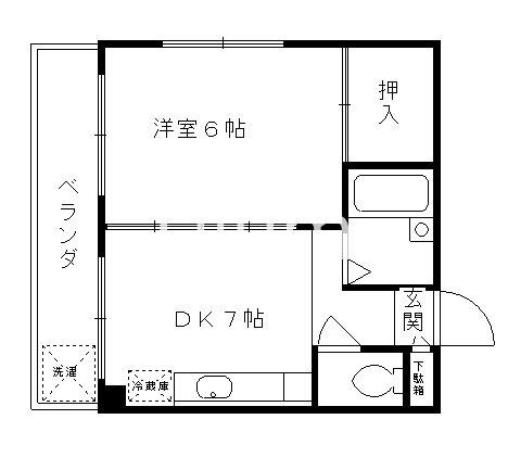 テラスオークラ(1DK/3階)の間取り写真