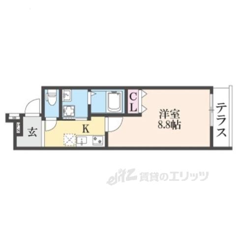 フジパレス忍ケ丘Ⅱ番館(1K/1階)の間取り写真