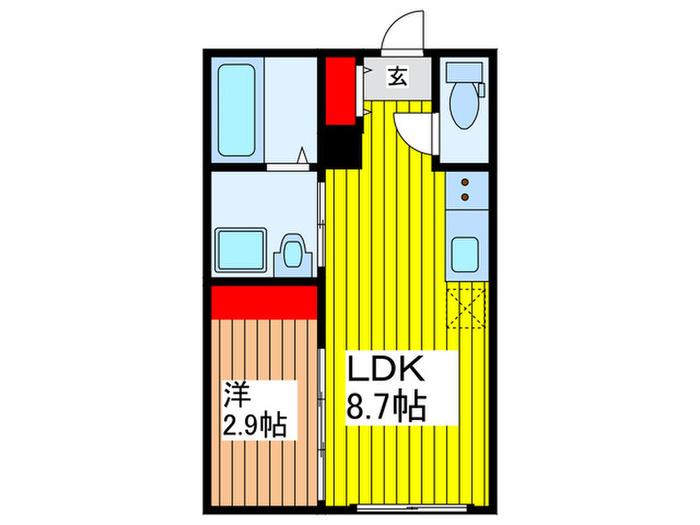 FLAP新都心(1LDK/3階)の間取り写真