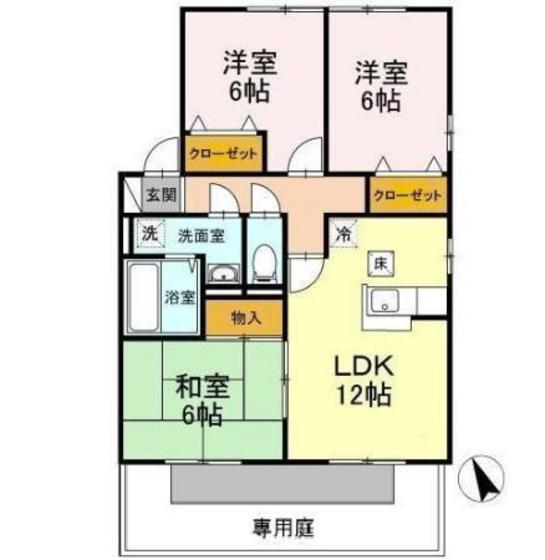 ランピオーネ(3LDK/1階)の間取り写真
