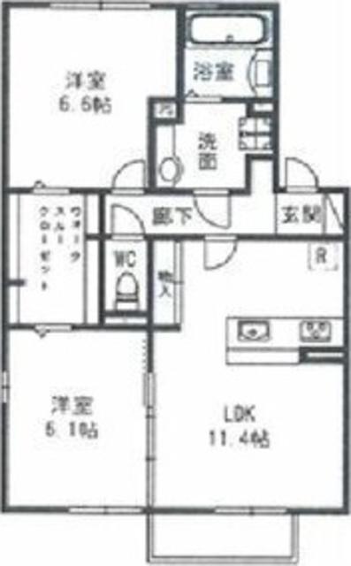 アムールゆめみ野A棟(2LDK/2階)の間取り写真