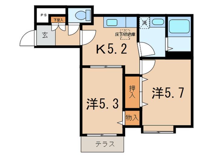 松韻別荘(2K/1階)の間取り写真