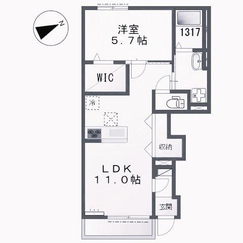 エイトポレール八木(1LDK/1階)の間取り写真