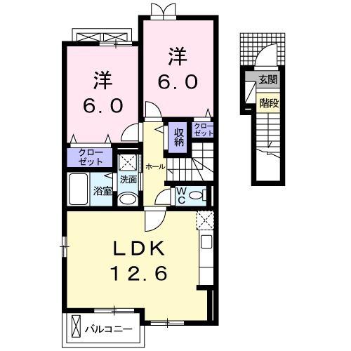 サンライズ・メビウスII(2LDK/2階)の間取り写真
