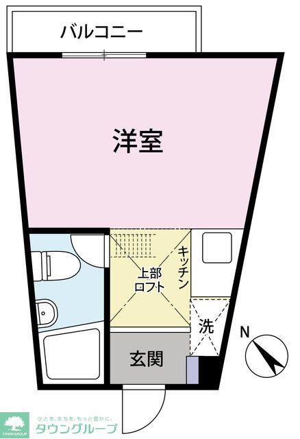 スターダスト向ヶ丘B棟(1K/2階)の間取り写真
