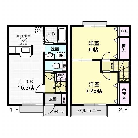 グランシャリオT&A I(2LDK/1階)の間取り写真
