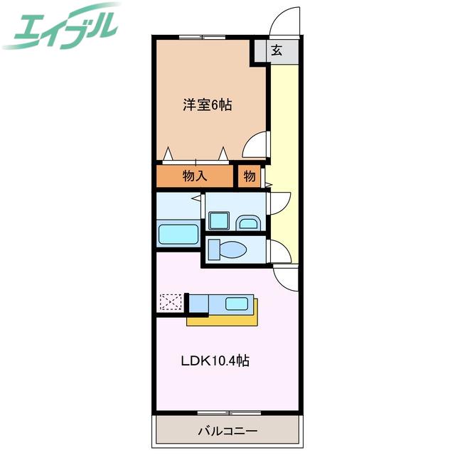 ルクソール新正II(1LDK/1階)の間取り写真