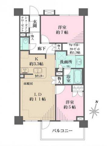 ベリスタ四谷大京町(2LDK/3階)の間取り写真