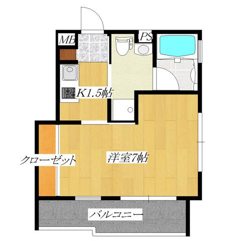シャンパニーイン(1K/1階)の間取り写真
