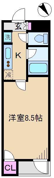 グラントゥルース東十条(1K/2階)の間取り写真