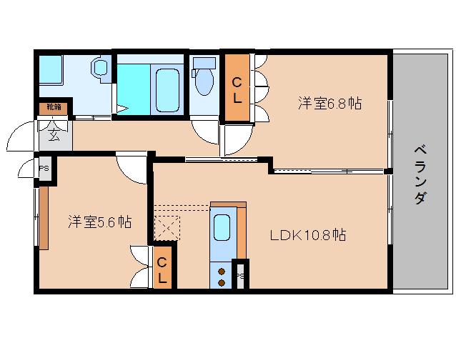 FELICE奥鳥井I番館(2LDK/2階)の間取り写真