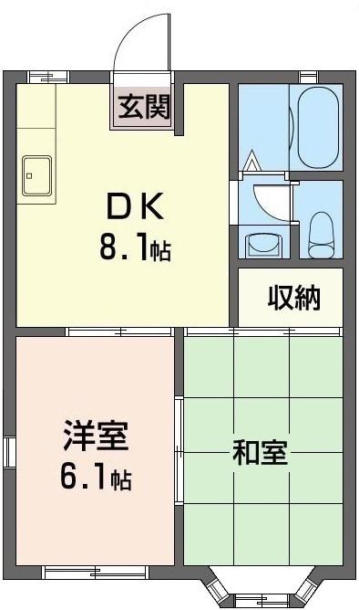 グリーンビラ六番館(2DK/1階)の間取り写真
