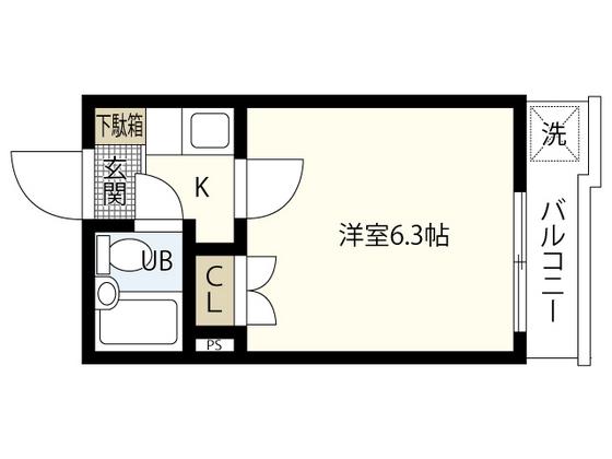 エステート14東雲(1K/3階)の間取り写真