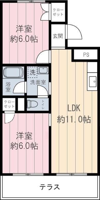 泉ハイツ(2LDK/1階)の間取り写真