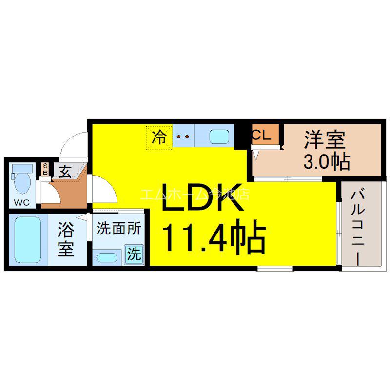 JACK SUNAKUCHII(1LDK/2階)の間取り写真