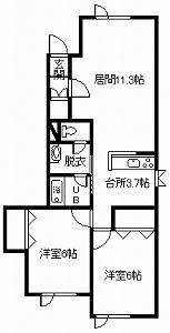 S.ブルームーン(2LDK/1階)の間取り写真