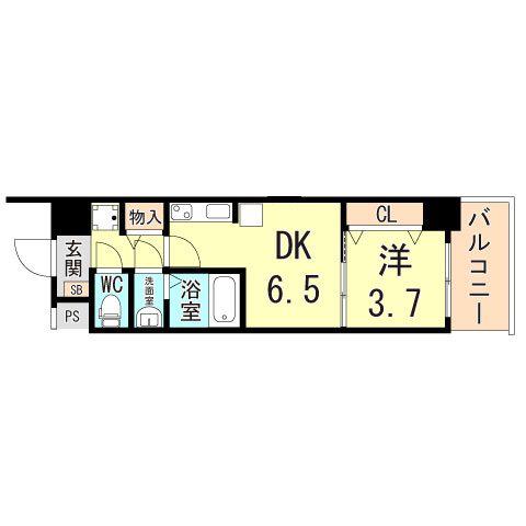 セラフィア神戸御影塚町(1DK/5階)の間取り写真
