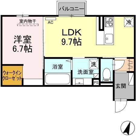 D-ROOM竹尾I 102(1LDK/1階)の間取り写真