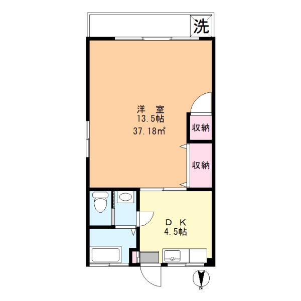 染谷マンション(1DK/2階)の間取り写真