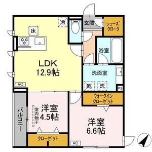 D-SOLIS一社(2LDK/1階)の間取り写真